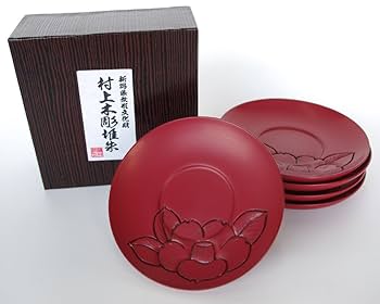 村上堆朱 茶托 朱色 5枚セット 貴重 無形文化財 村上堆朱 茶托 朱色 5枚セット 貴重 無形文化財